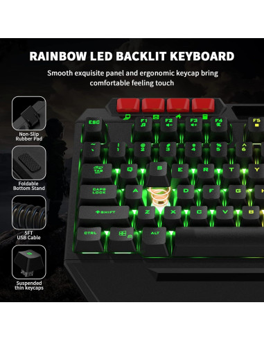 Combo Gaming AULA: Teclado RGB, Ratón, Auriculares y Alfombrilla