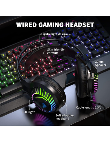Combo Gaming AULA: Teclado RGB, Ratón, Auriculares y Alfombrilla
