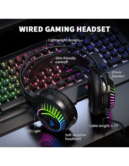 Combo Gaming AULA: Teclado RGB, Ratón, Auriculares y Alfombrilla