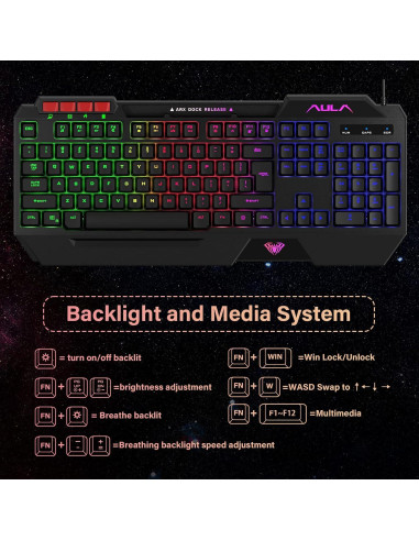 Combo Gaming AULA: Teclado RGB, Ratón, Auriculares y Alfombrilla