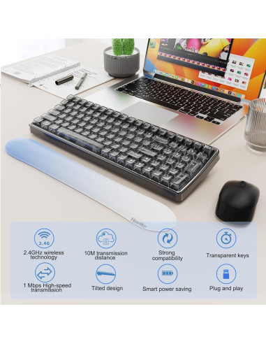 Combo Teclado y Ratón Inalámbrico Nowlike Ergonomico Negro