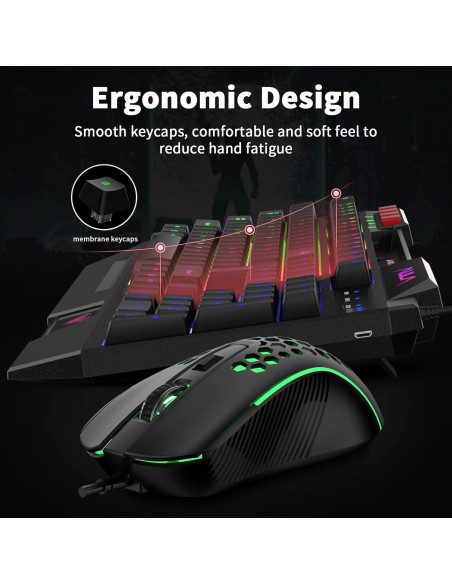 Combo Gaming AULA: Teclado RGB, Ratón, Auriculares y Alfombrilla