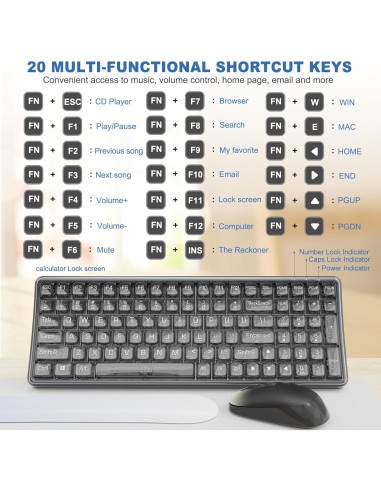Combo Teclado y Ratón Inalámbrico Nowlike Ergonomico Negro