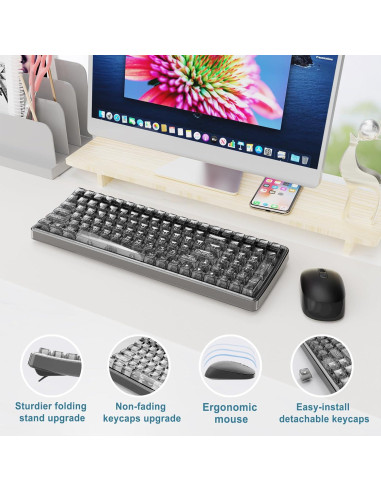 Combo Teclado y Ratón Inalámbrico Nowlike Ergonomico Negro