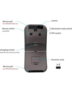 Ratón Inalámbrico Plegable Mikayoo Negro, Bluetooth 4.0, Clic Silencioso 2