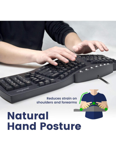 Combo Teclado Ergonómico con Cable Perixx PERIBOARD-512 y Ratón Vertical PERIMICE-519