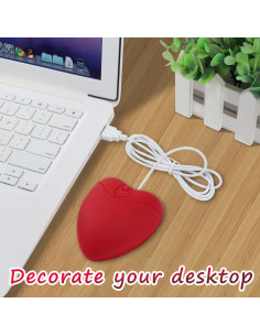 Ratón con cable GUGUELEC rojo corazón USB óptico 800 DPI 2