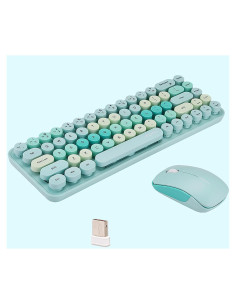 Combo Teclado y Ratón Inalámbrico Lomiluskr Verde 68 Teclas