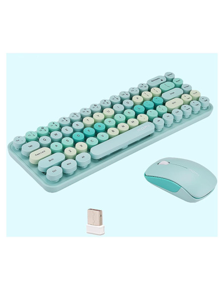 Combo Teclado y Ratón Inalámbrico Lomiluskr Verde 68 Teclas