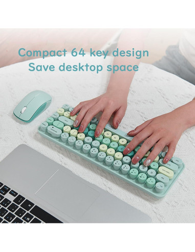 Combo Teclado y Ratón Inalámbrico Lomiluskr Verde 68 Teclas