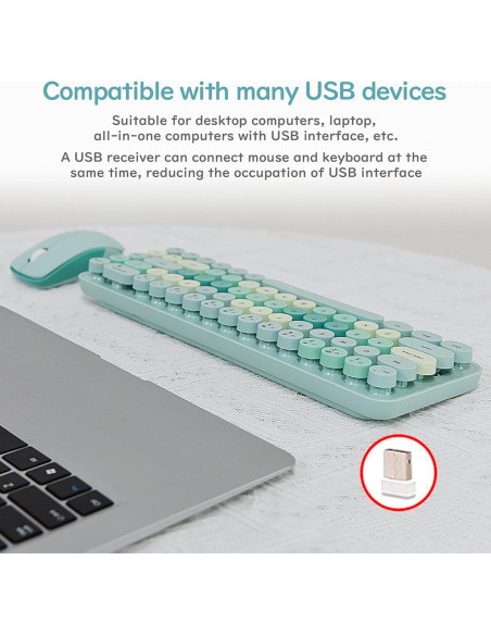 Combo Teclado y Ratón Inalámbrico Lomiluskr Verde 68 Teclas