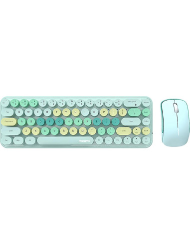 Combo Teclado y Ratón Inalámbrico Lomiluskr Verde 68 Teclas