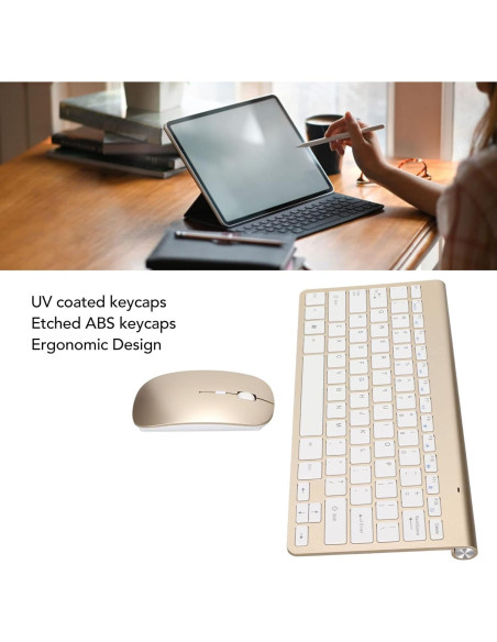 Combo Teclado y Ratón Hilitand USB Ergonómico 2.4G Dorado