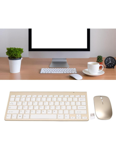 Combo Teclado y Ratón Hilitand USB Ergonómico 2.4G Dorado