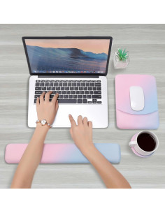 Soporte de Reposamuñecas Ergonómico MEGREZ 3 en 1 Rosa 2