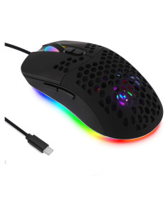 Ratón USB C Attoe FWUSBC Ligero 7200 DPI RGB Negro