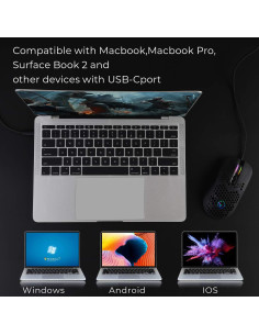 Ratón USB C Attoe FWUSBC Ligero 7200 DPI RGB Negro 2