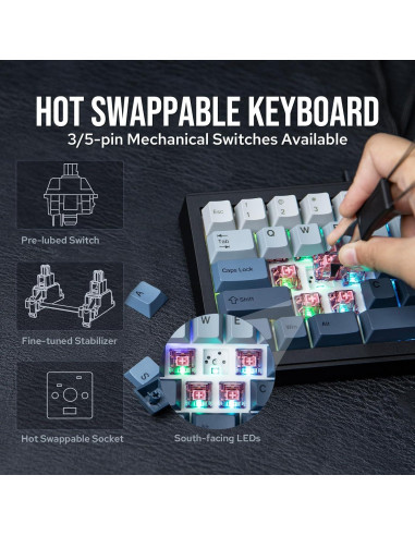 Teclado Mecánico Inalámbrico EPOMAKER Split65 RGB 65%