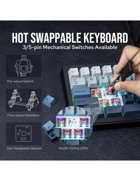 Teclado Mecánico Inalámbrico EPOMAKER Split65 RGB 65%