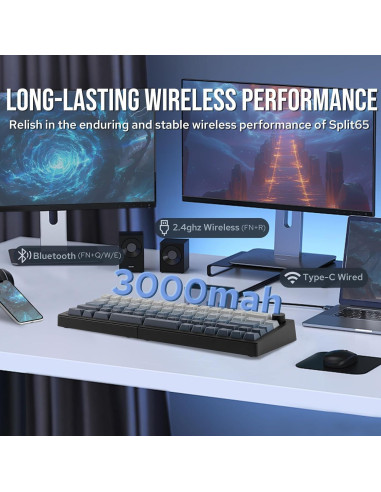 Teclado Mecánico Inalámbrico EPOMAKER Split65 RGB 65%