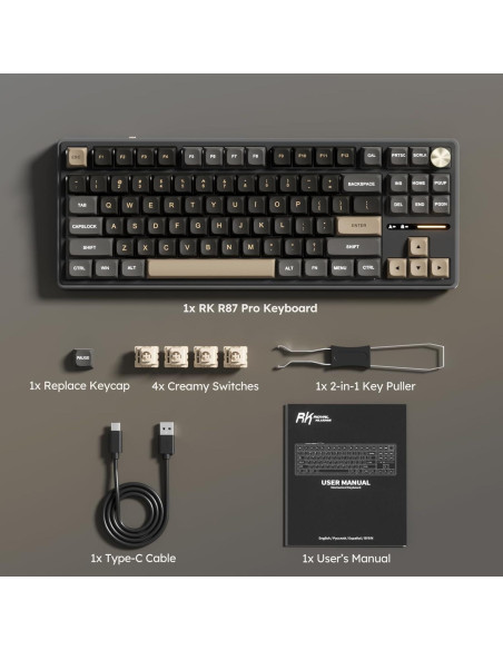 Teclado Mecánico RK Royal Kludge R87 Pro TKL 88 Teclas RGB