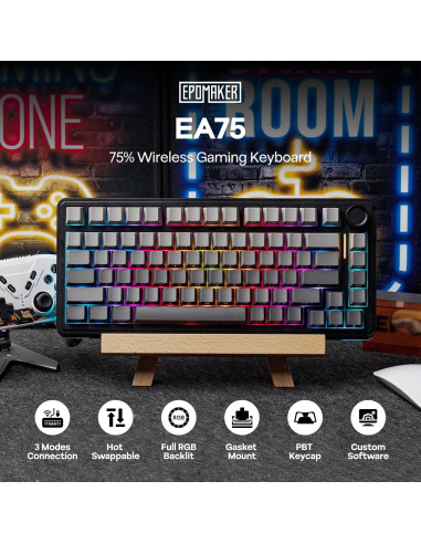 Teclado Mecánico Gaming EPOMAKER EA75 RGB 75% Inalámbrico