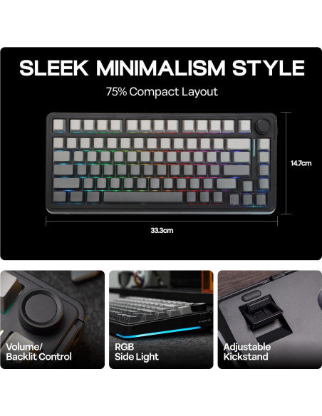 Teclado Mecánico Gaming EPOMAKER EA75 RGB 75% Inalámbrico Teclado Mecánico Gaming EPOMAKER EA75 RGB 75% Inalámbrico