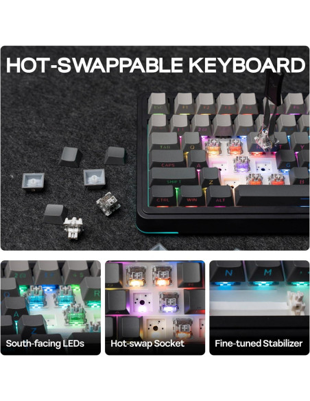 Teclado Mecánico Gaming EPOMAKER EA75 RGB 75% Inalámbrico Teclado Mecánico Gaming EPOMAKER EA75 RGB 75% Inalámbrico