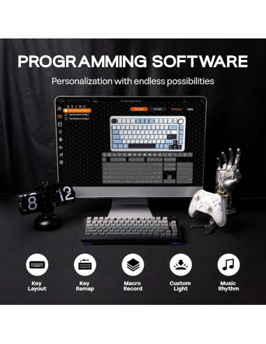 Teclado Mecánico Gaming EPOMAKER EA75 RGB 75% Inalámbrico