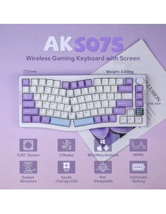 Teclado Gaming Mecánico AJAZZ AKS075 Inalámbrico 75% Blanco 2