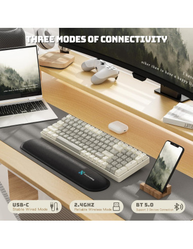 Teclado Mecánico Inalámbrico Taiahiro BK6302 Retro RGB 100 Teclas