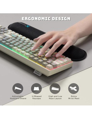 Teclado Mecánico Inalámbrico Taiahiro BK6302 Retro RGB 100 Teclas