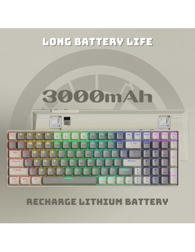 Teclado Mecánico Inalámbrico Taiahiro BK6302 Retro RGB 100 Teclas