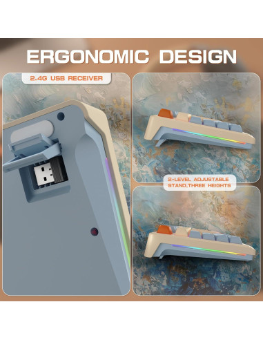 Teclado Gaming Inalámbrico LexonElec M96, 94 Teclas RGB