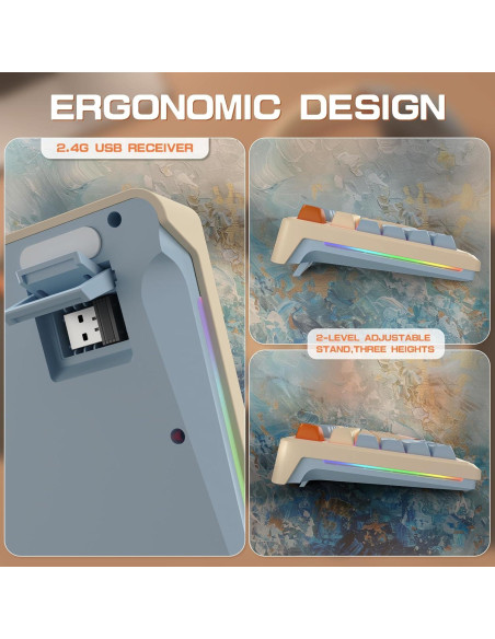 Teclado Gaming Inalámbrico LexonElec M96, 94 Teclas RGB