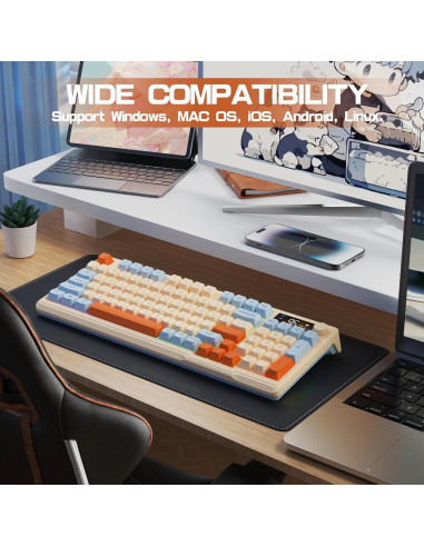 Teclado Gaming Inalámbrico LexonElec M96, 94 Teclas RGB