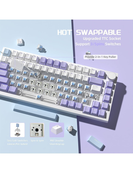 Teclado Mecánico Gaming AJAZZ AK820 75% USB-C RGB Personalizable