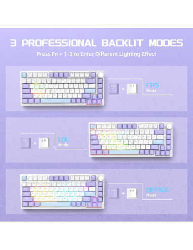 Teclado Mecánico Gaming AJAZZ AK820 75% USB-C RGB Personalizable