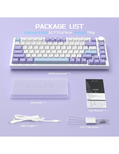 Teclado Mecánico Gaming AJAZZ AK820 75% USB-C RGB Personalizable