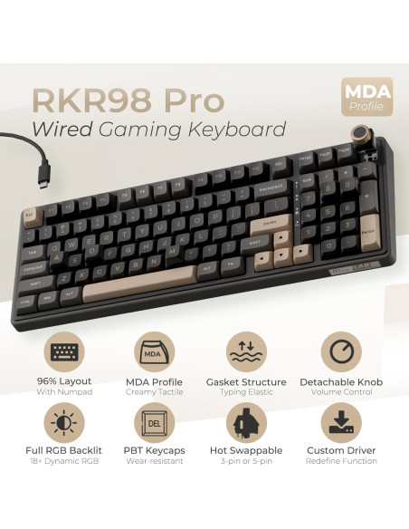Teclado Mecánico RK Royal Kludge R98 Pro RGB Retroiluminado