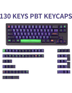Teclas PBT personalizadas GEKUCAP 130 teclas moradas para teclado mecánico 2