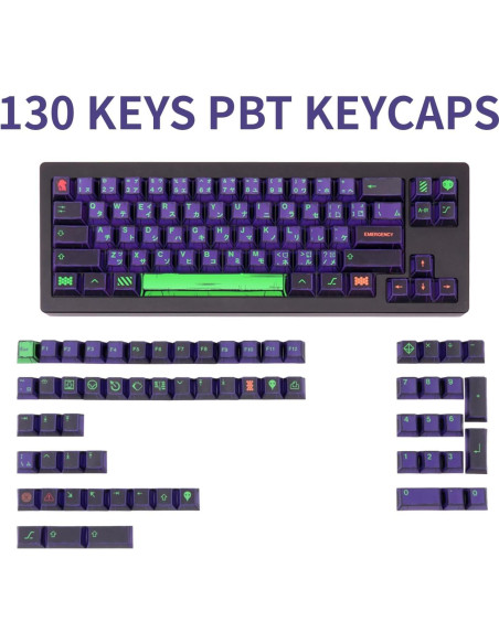 Teclas PBT personalizadas GEKUCAP 130 teclas moradas para teclado mecánico