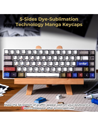 Conjunto de Teclas PBT Graffiti Retro 134 Teclas GMKWTL