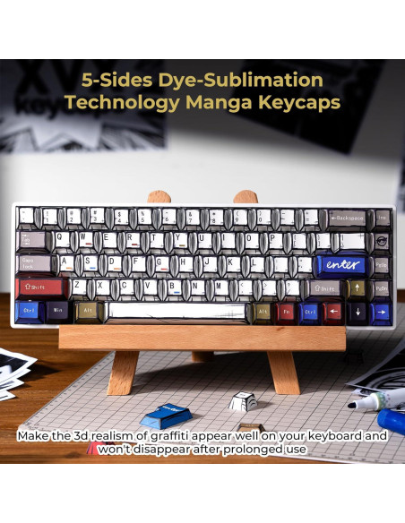 Conjunto de Teclas PBT Graffiti Retro 134 Teclas GMKWTL