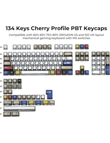 Conjunto de Teclas PBT Graffiti Retro 134 Teclas GMKWTL