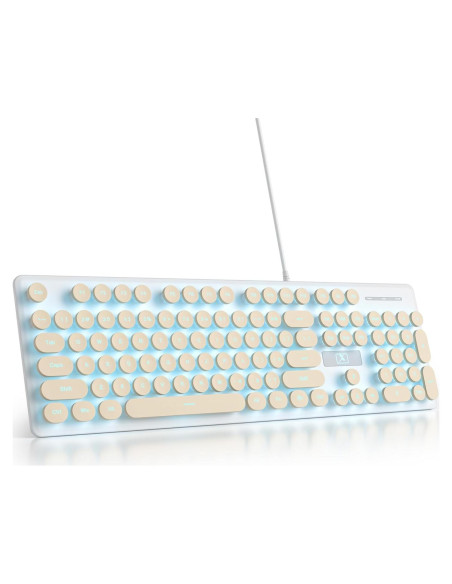 Teclado Retro de Máquina de Escribir FS SHOP 104 Teclas USB Caqui