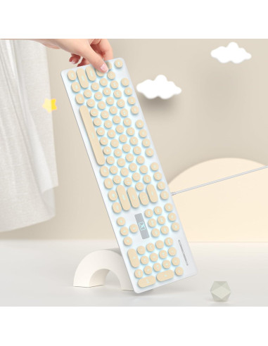 Teclado Retro de Máquina de Escribir FS SHOP 104 Teclas USB Caqui