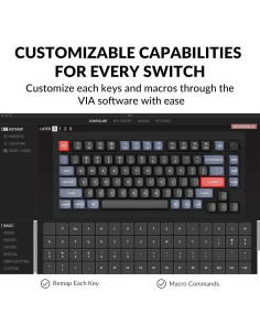 Teclado Mecánico Keychron V1 75% QMK/VIA Marrón Intercambiable 2