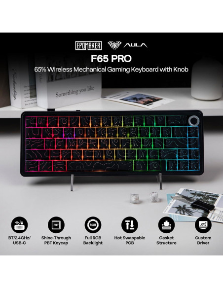 Teclado Mecánico Inalámbrico EPOMAKER F65 PRO RGB 66 Teclas Teclado Mecánico Inalámbrico EPOMAKER F65 PRO RGB 66 Teclas