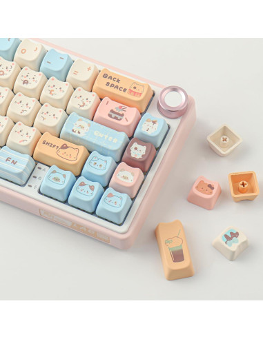 Teclas PBT 142 Lindas de Gato Sal Marina para Teclados Mecánicos